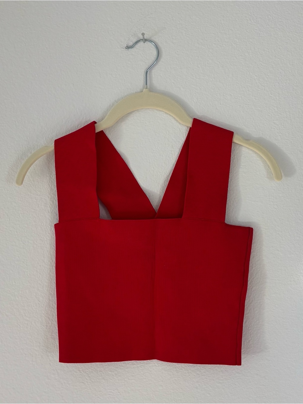Red Structured Crop Top with Wide Straps